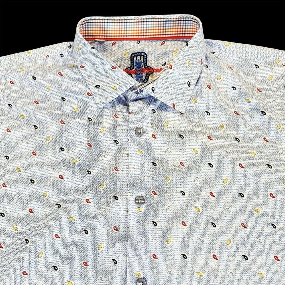 Luchiano Visconti Sz 3XL Vibrant Mini Paisley Teardrop AOP Short Sleeve Shirt